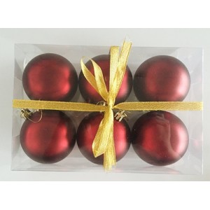 Набор елочных шаров "Бордовый бархат", 6 шт, 8 см, бордовые матов., Набор елочных шаров "Бордовый бархат", 6 шт, 8 см, бордовые матов.,