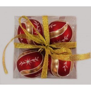 Набор елочных шаров "Новогодние узоры", 4 шт, 6 см, красные матов Набор елочных шаров "Новогодние узоры", 4 шт, 6 см, красные матов