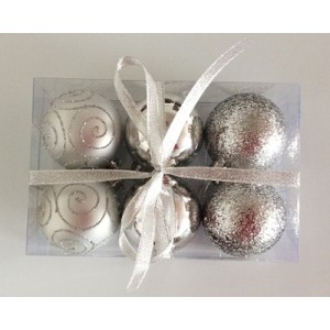 Набор елочных шаров "Снежные узоры", 6 шт, 6 см, Набор елочных шаров "Снежные узоры", 6 шт, 6 см,