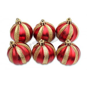 Набор елочных шаров "Золотая спираль", 6 шт, 6 см, красные, матовые Набор елочных шаров "Золотая спираль", 6 шт, 6 см, красные, матовые