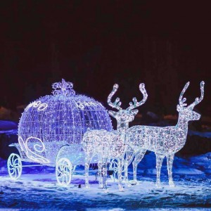 3D Светодиодная каркасная фигура «Олени с каретой»