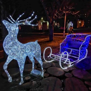 3D Светодиодная каркасная фигура «Олень с санями»